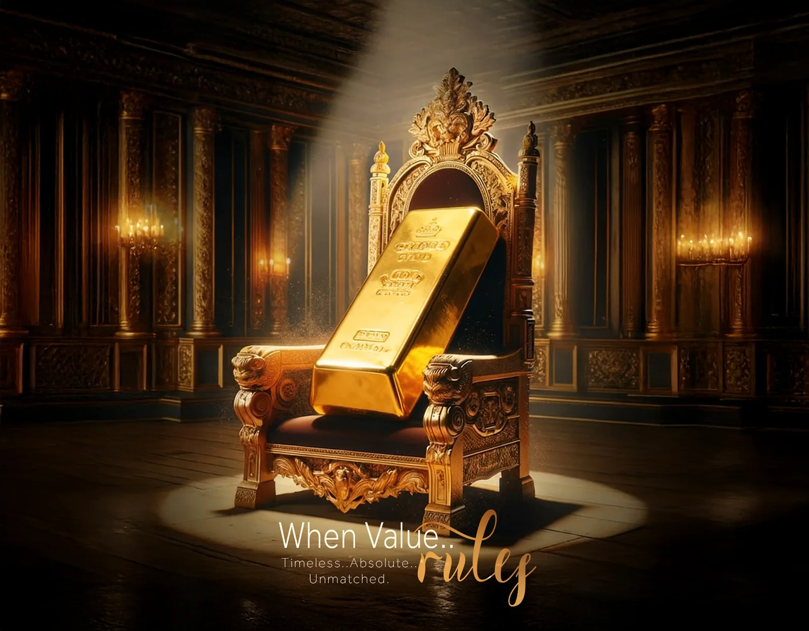 Dahab Masr advertisement with gold chair and dramatic lighting