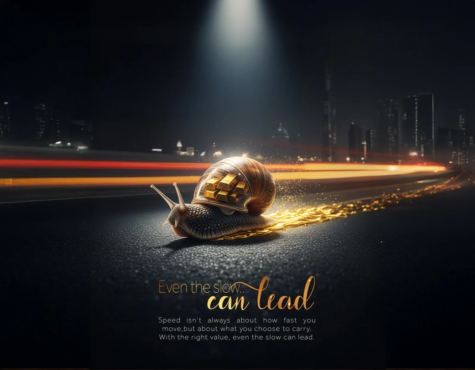 Dahab Masr advertisement with night road and gold object