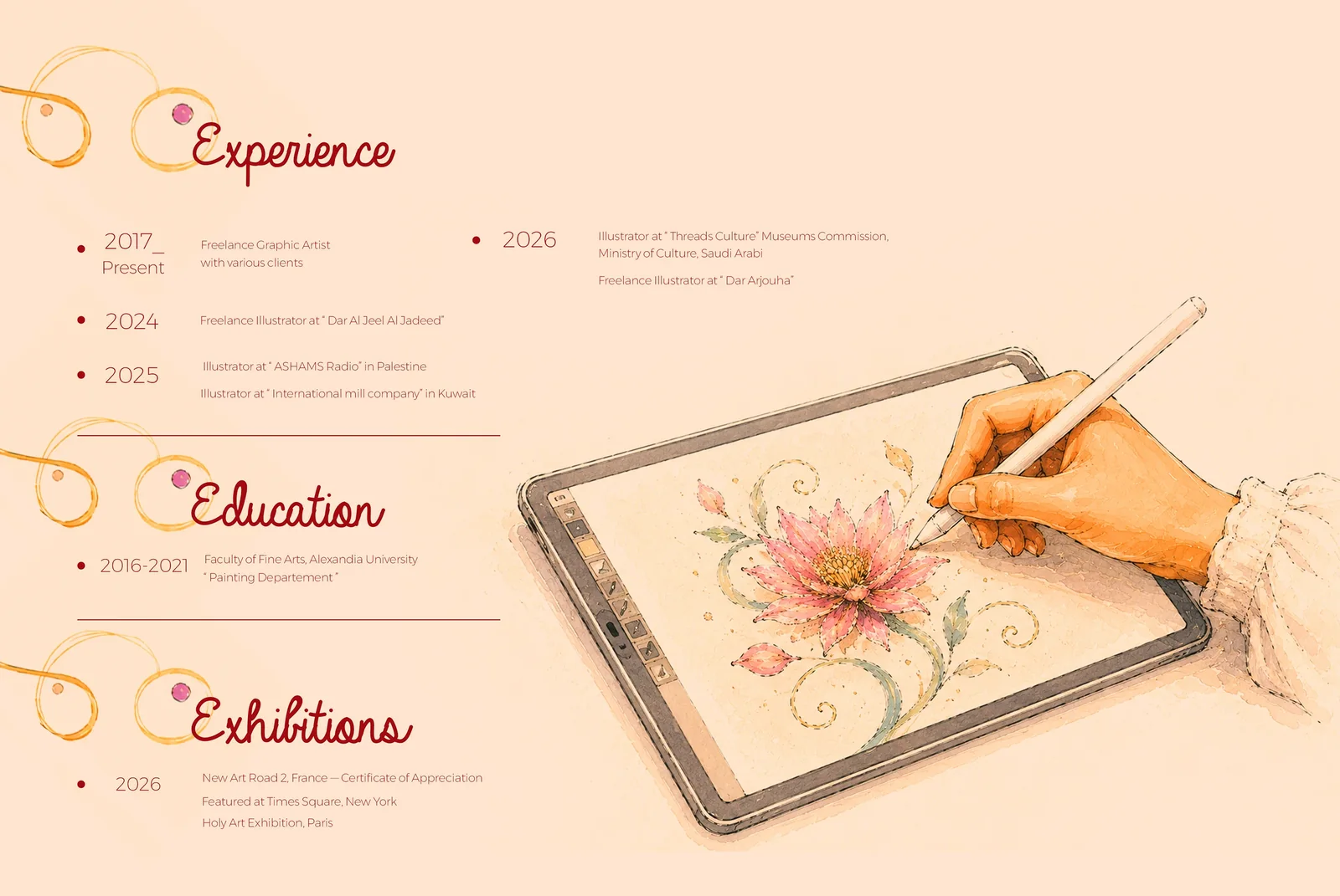 Experience and education page from Rowan Salah portfolio